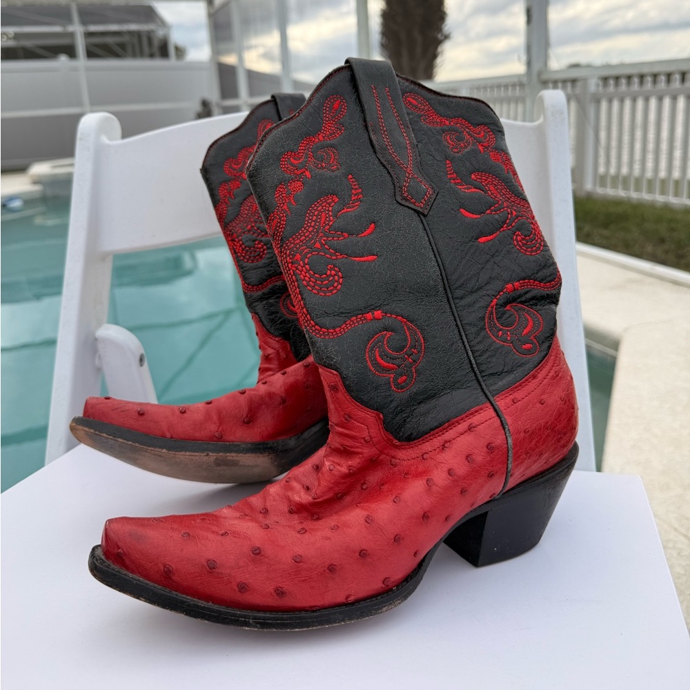 Corral red ostrich cowboy boots - Picture 2 of 12
